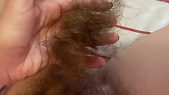 Closeup of a blonde babe shaving her lengthy pussy hair