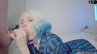 Enid Sinclair in erotic cosplay, gives a blowjob and rides dick in different angles.