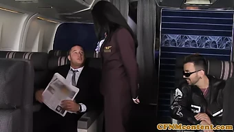 Stewardesses Engage In Cfnm Roleplay And Anal Sex